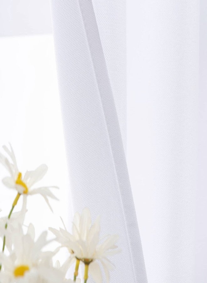 UPOPO White Valance Curtains 18 inches Long Linen Textured Curtain Valance Toppers Kitchen Short Small Mini Cabinet Caravan Living Room Bedroom Window Curtain Valances 1 Panel Grommet Top - Image 4